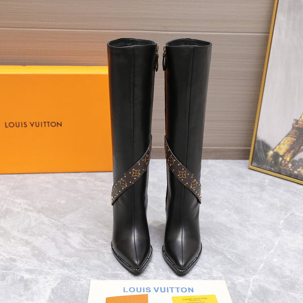LV Legacy High Boot 95mm Black Calfskin Leather