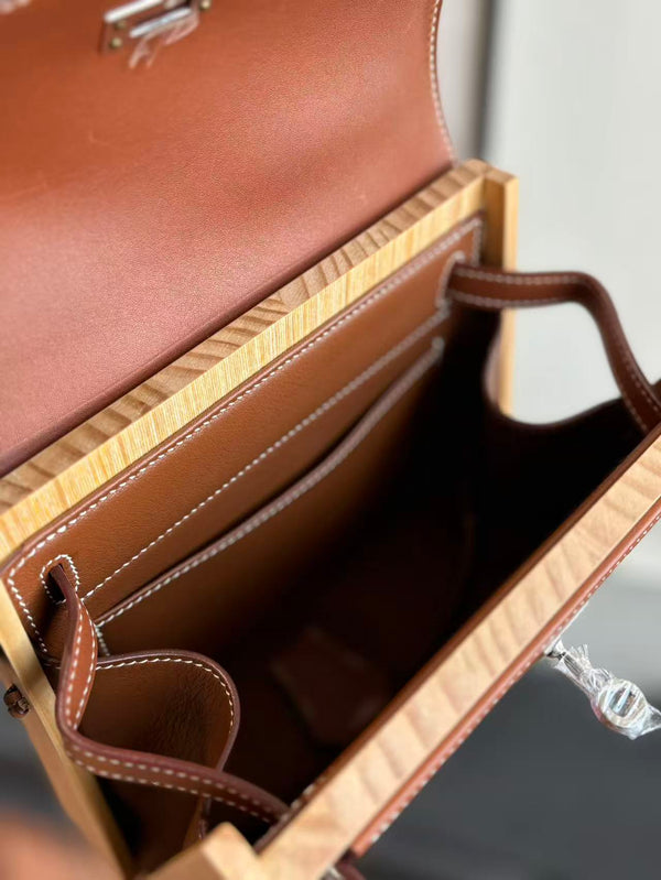 HM Kellywood Perspective Cavalière Bag 22cm Multicolor Togo Epsom Wood