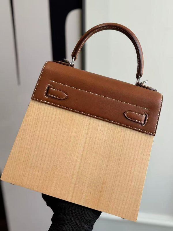 HM Kellywood Perspective Cavalière Bag 22cm Multicolor Togo Epsom Wood