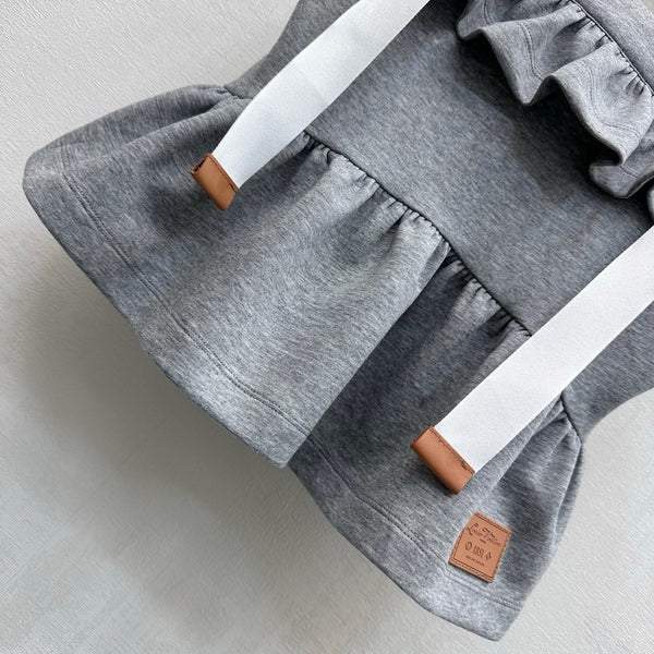 LV Contrast Strap Peplum Crop Top Grey Cotton