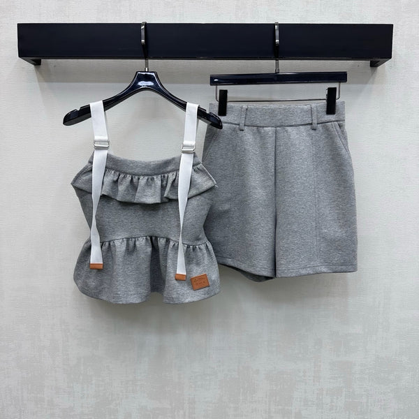 LV Scuba Jersey Shorts Grey Cotton