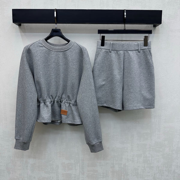LV Scuba Jersey Shorts Grey Cotton