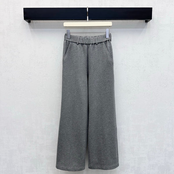 LV Scuba Jersey Wide-Leg Pants Grey Cotton