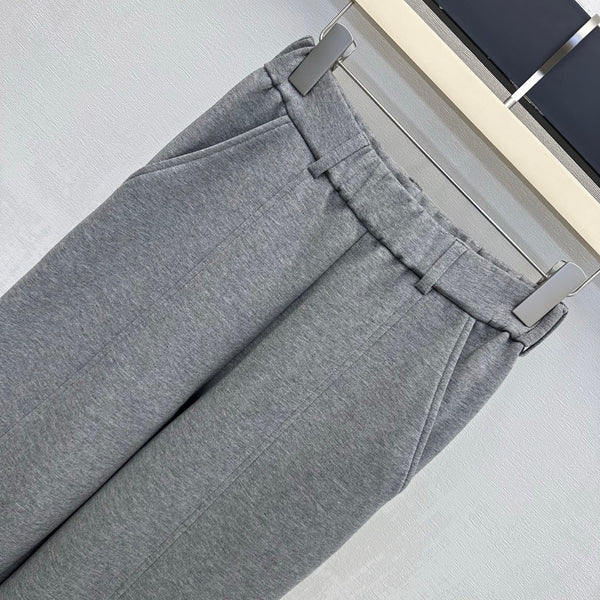 LV Scuba Jersey Wide-Leg Pants Grey Cotton