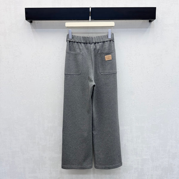 LV Scuba Jersey Wide-Leg Pants Grey Cotton