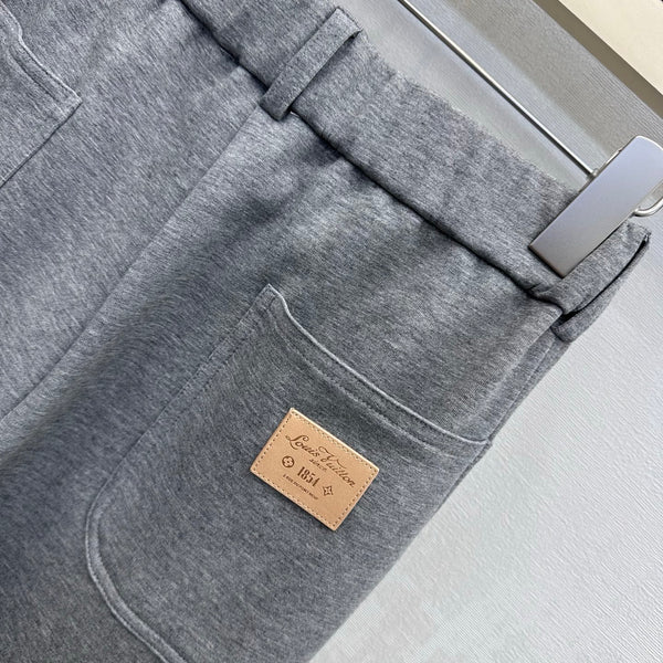 LV Scuba Jersey Wide-Leg Pants Grey Cotton