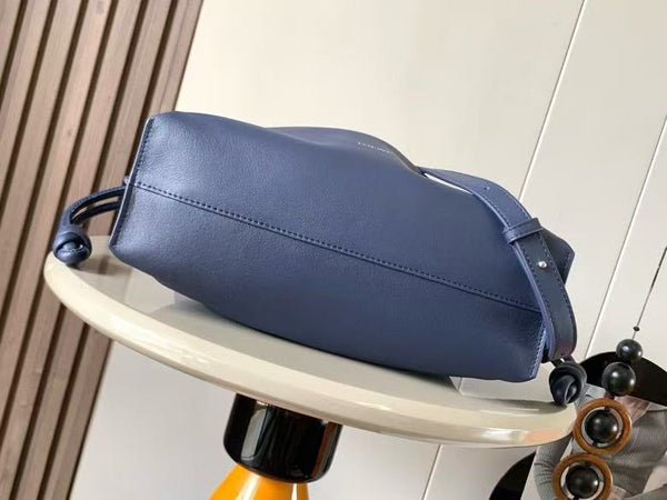 Loew Medium Flamenco Clutch 30cm Dark Blue Nappa Leather