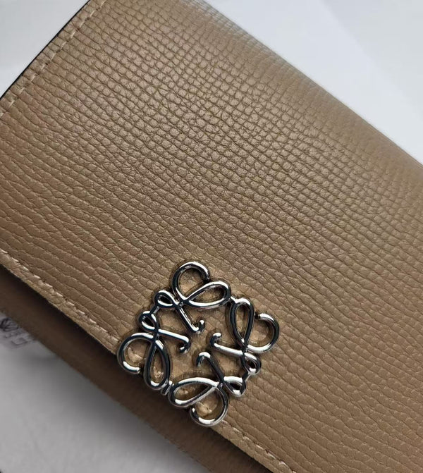 LW Anagram Trifold Wallet 12cm Brown Leather