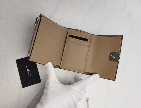 LW Anagram Trifold Wallet 12cm Brown Leather