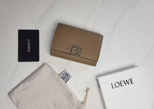 LW Anagram Trifold Wallet 12cm Brown Leather