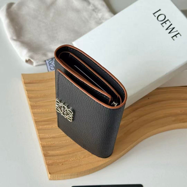LW Anagram Trifold Wallet 12cm Black Leather