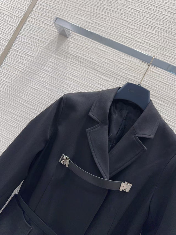 LV S-Lock Belted Jacket in Black Polyester