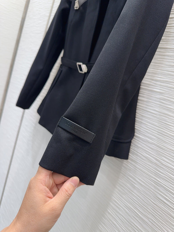 LV S-Lock Belted Jacket in Black Polyester
