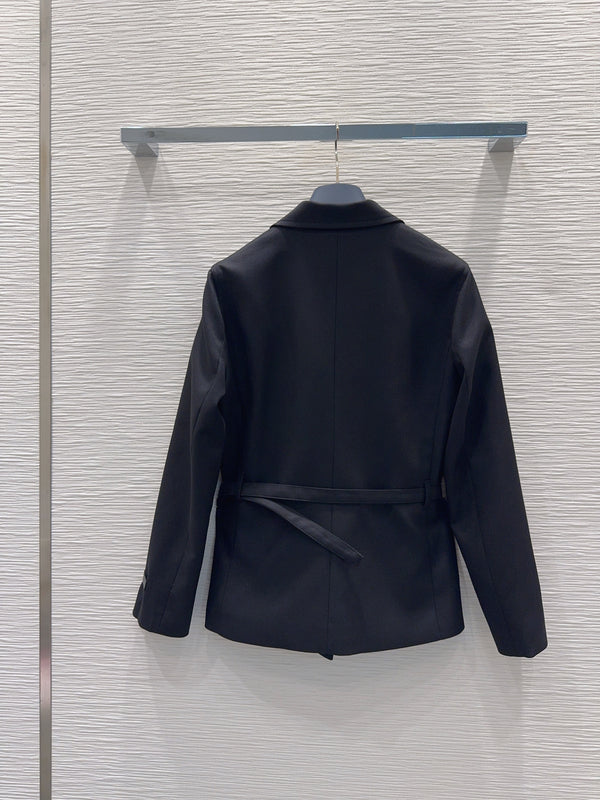 LV S-Lock Belted Jacket in Black Polyester