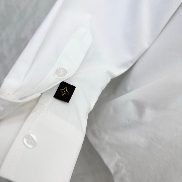 LV Cropped Bowtie Shirt in White Cotton