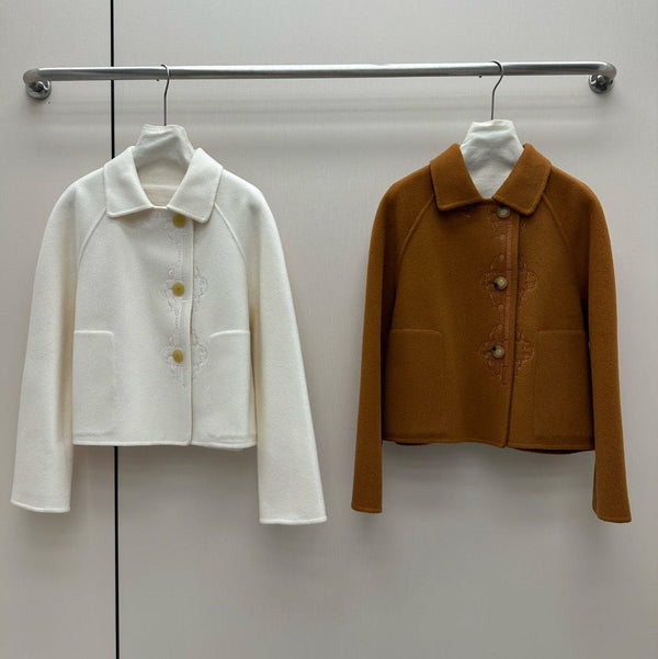 HM 26K Jacket Raglan Shoulders Tonal Embroidery Wool Cashmere 435162