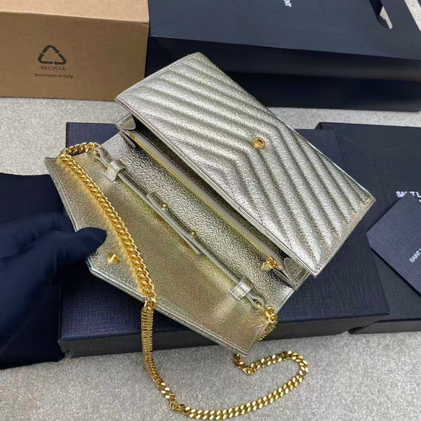 YSL Cassandre Matelassé Bag 22.5cm Metallic Gold Calfskin
