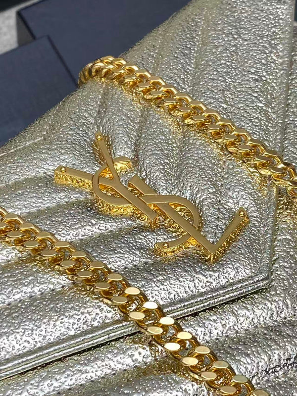YSL Cassandre Matelassé Bag 22.5cm Metallic Gold Calfskin