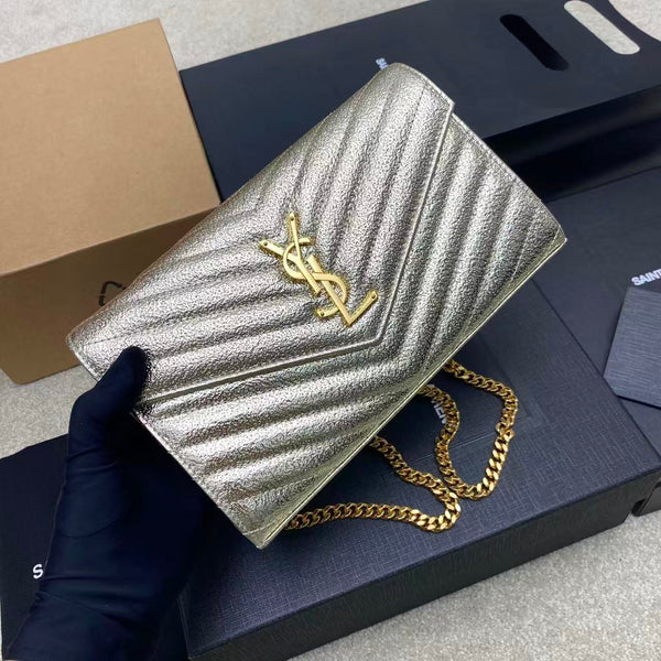 YSL Cassandre Matelassé Bag 22.5cm Metallic Gold Calfskin