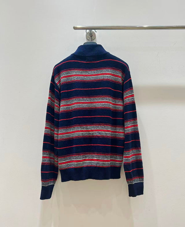 Miu Miu Striped Chenille Half-Zipper Sweater Multicolor Wool