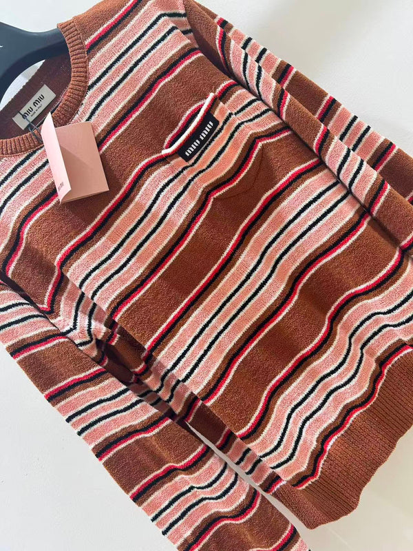 Miu Striped Knit Top Multicolor Wool