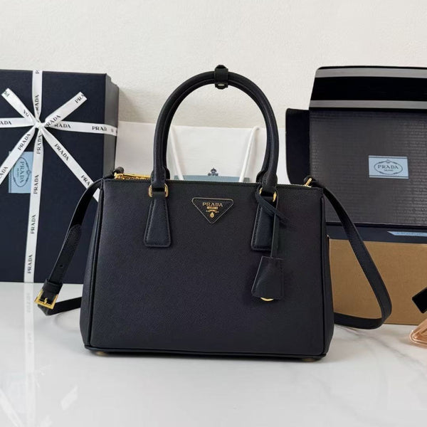 Prad 26S Galleria Bag 28cm Black Saffiano Leather