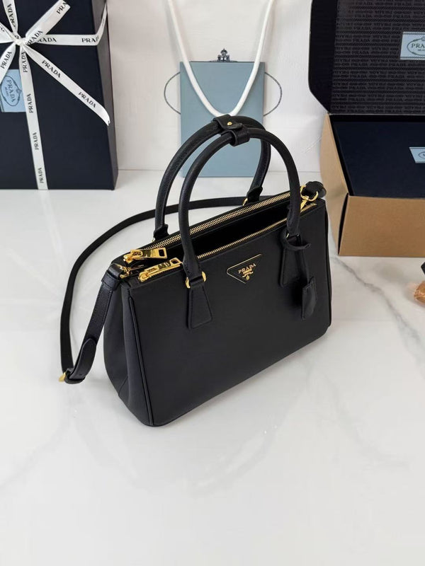 Prad 26S Galleria Bag 28cm Black Saffiano Leather