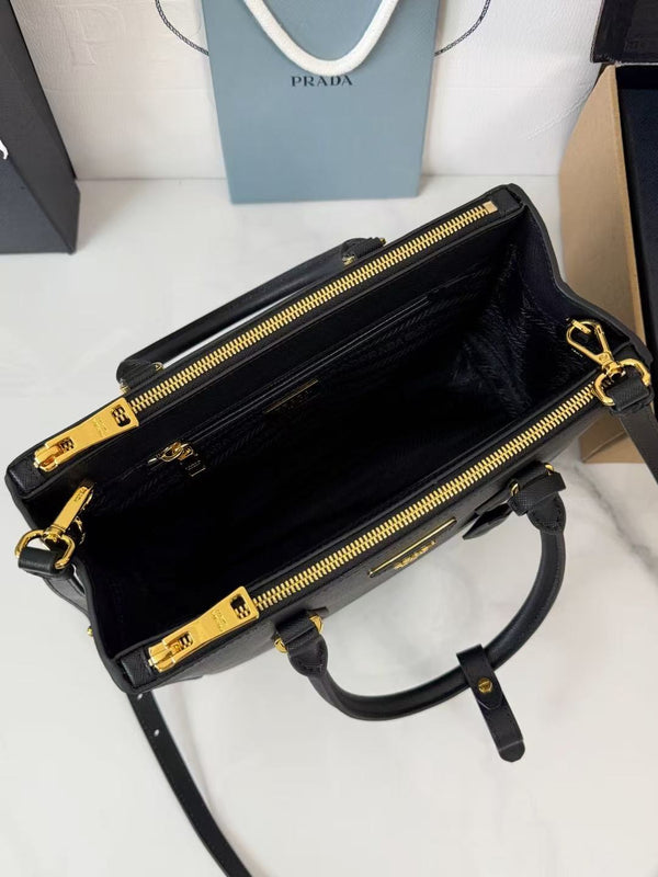 Prad 26S Galleria Bag 28cm Black Saffiano Leather