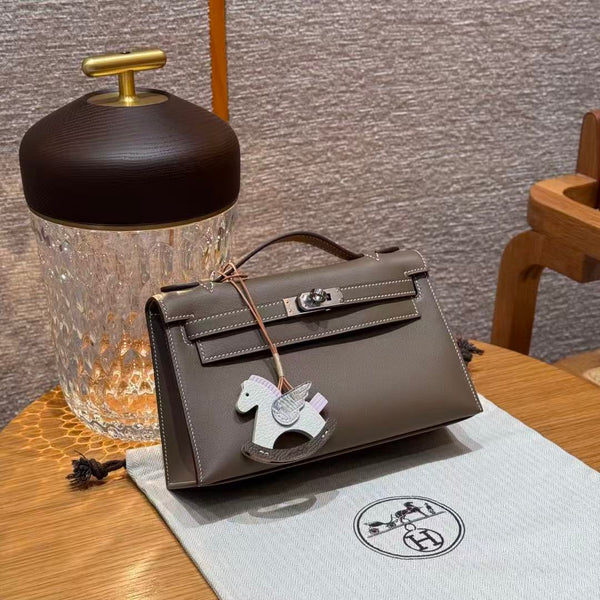 HM Kelly Pochette Bag 22cm Etoupe Swift