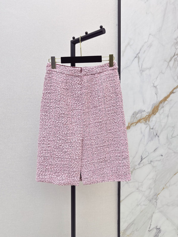 CC 2026 Pastel A-line Mini Skirt Pink In Laine - Wool Tweed