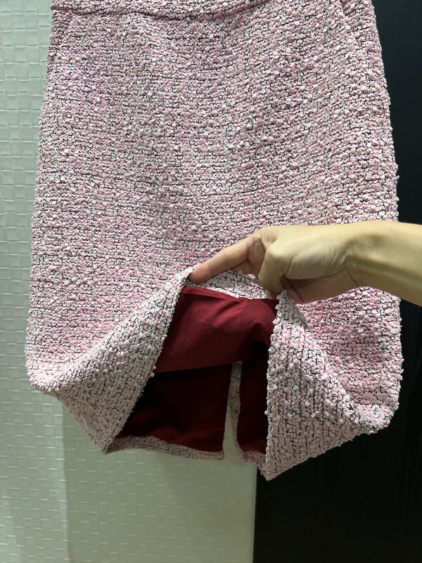 CC 2026 Pastel A-line Mini Skirt Pink In Laine - Wool Tweed