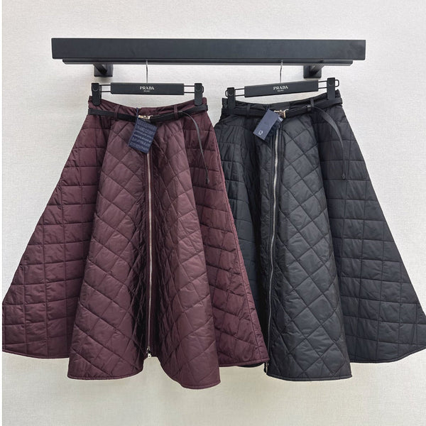 Prad Quilted A-Line Long Skirt Polyester 440522