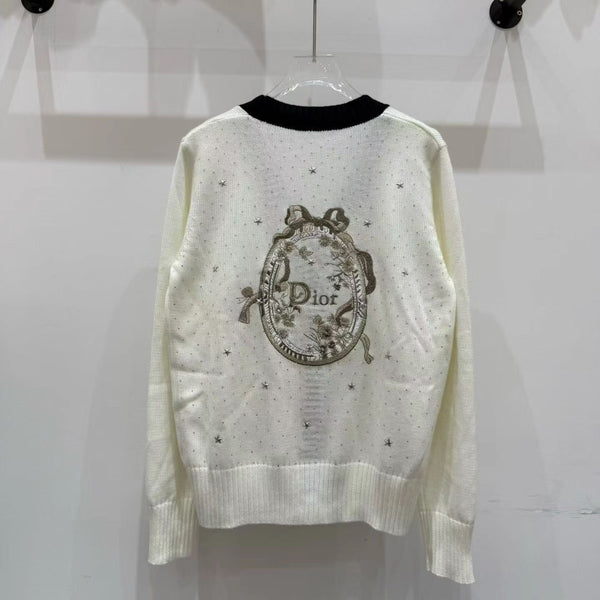 CD 26FW V-Neck Logo-Embroidered Knit Cardigan Wool 440379