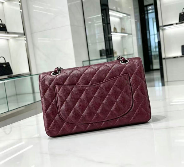 CC Classic Jumbo 25.5cm Burgundy Lambskin Silver Hardware
