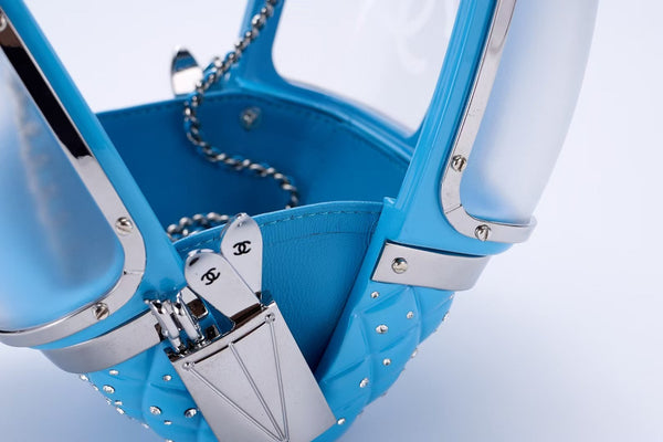CC 19FW Gondola Minaudière Bag 17cm Blue Acrylic Rhinestones