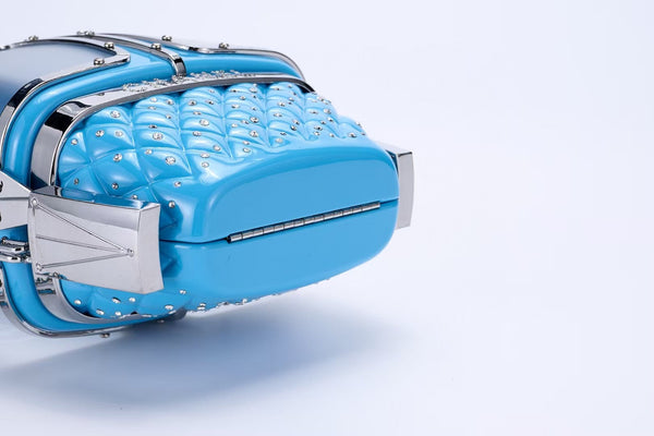 CC 19FW Gondola Minaudière Bag 17cm Blue Acrylic Rhinestones