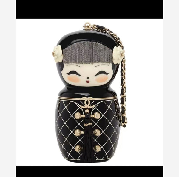 CC Paris-Shanghai China Doll Minaudière Clutch Bag 18cm Black Ceramic
