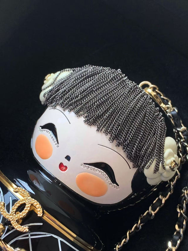 CC Paris-Shanghai China Doll Minaudière Clutch Bag 18cm Black Ceramic