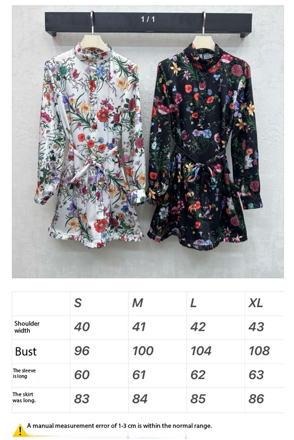 GG SS26 Flora Print Mini Dress Black Multicolor Silk 351771
