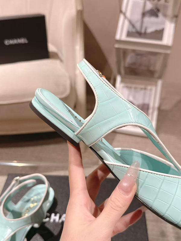 CC 26S Square-Toe Slingback Flats Detail Leather 148811