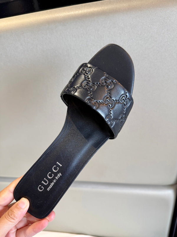 GG 26s Slide Sandals 5.5cm Black Calfskin