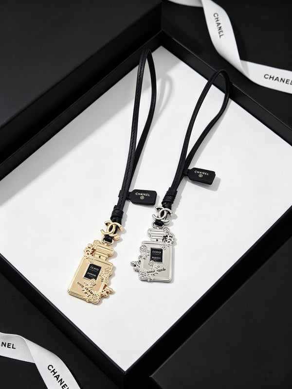 Chanel Perfume Bottle-shaped Leather Cord Charm