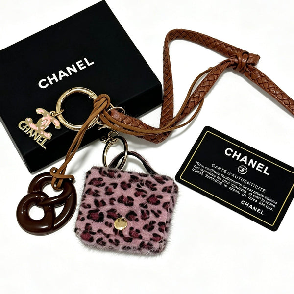 Chanel Pink Leopard Print Bag Charm