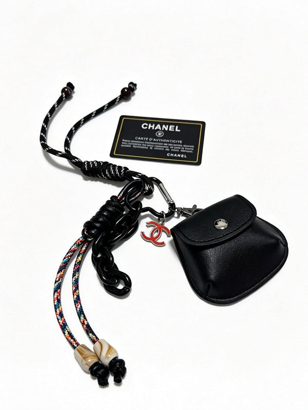 CC Mini Bag Charm With Chain And Braided Rope