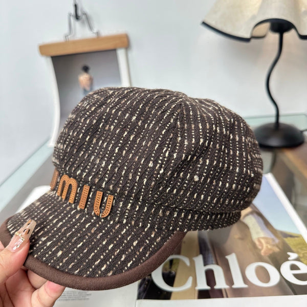 Miu Tweed Newsboy Cap Hat 497142
