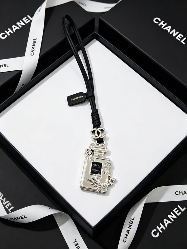 Chanel Perfume Bottle-shaped Leather Cord Charm