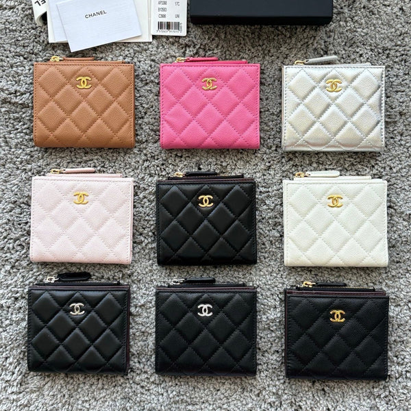 CC 2026 Double Zippered Short Wallet 11cm Leather 102531