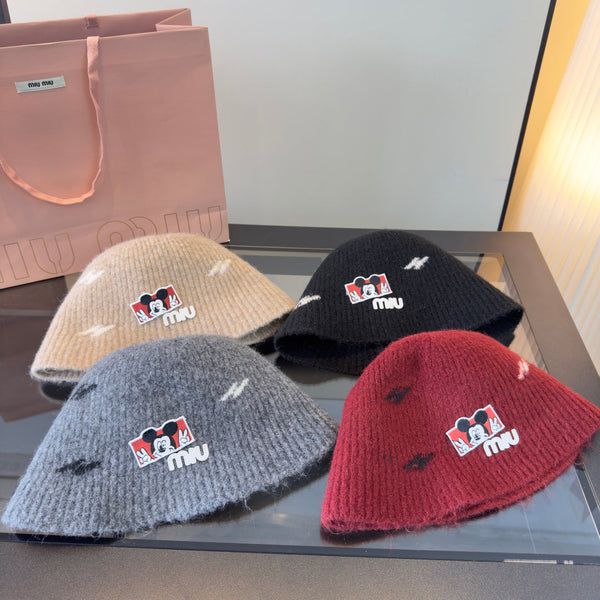 Miu Wool Bucket Hat With Cartoon Character 477554