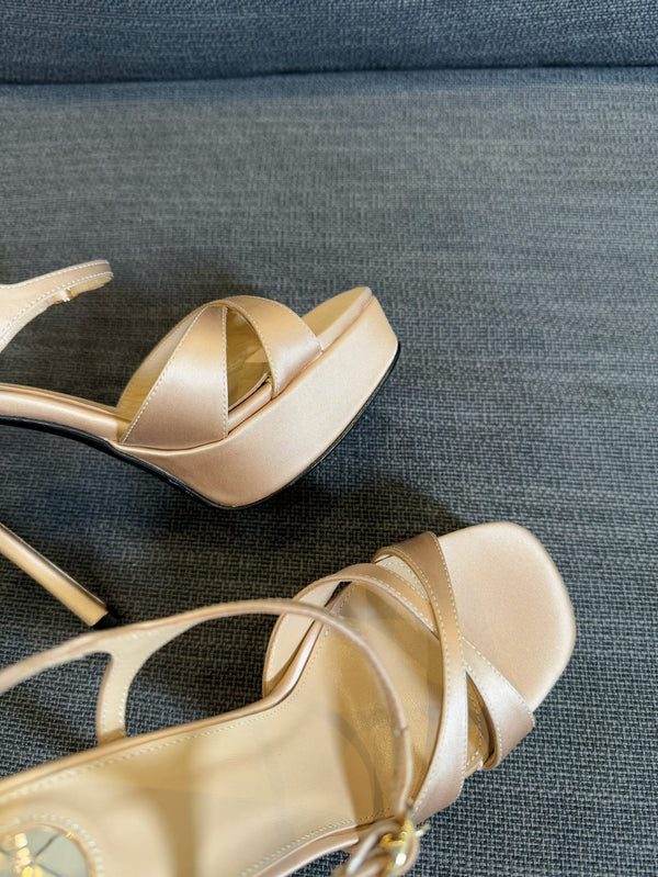 YSL 26S Cross-Strap Sandals 150 Mm Satin