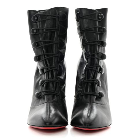 CL French Tutu Button Ankle Boot 100mm Calfskin Black